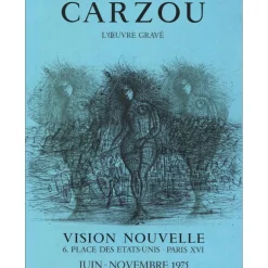 CARZOU Jean - Lithographie "Exposition, Vision Nouvelle, Paris" 65x49cm - 1975