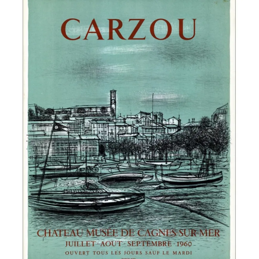 CARZOU Jean - Lithographie "Exposition, Château Musée Cagnes-sur-Mer" 68x52cm - 1960