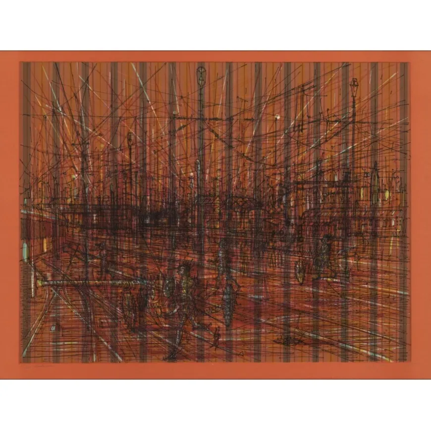 CARZOU Jean - Lithographie originale "Contre-voie" 54x76cm - 1975