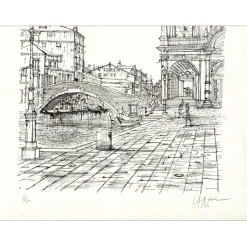 CARZOU Jean - Lithographie originale "Venise" 47x40cm