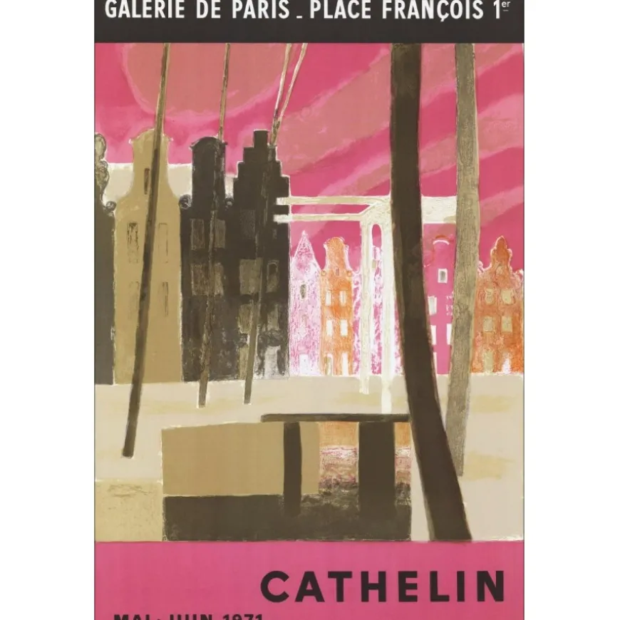 CATHELIN Bernard - Lithographie "Exposition Galerie de Paris, Paris" 90x60cm - 1971