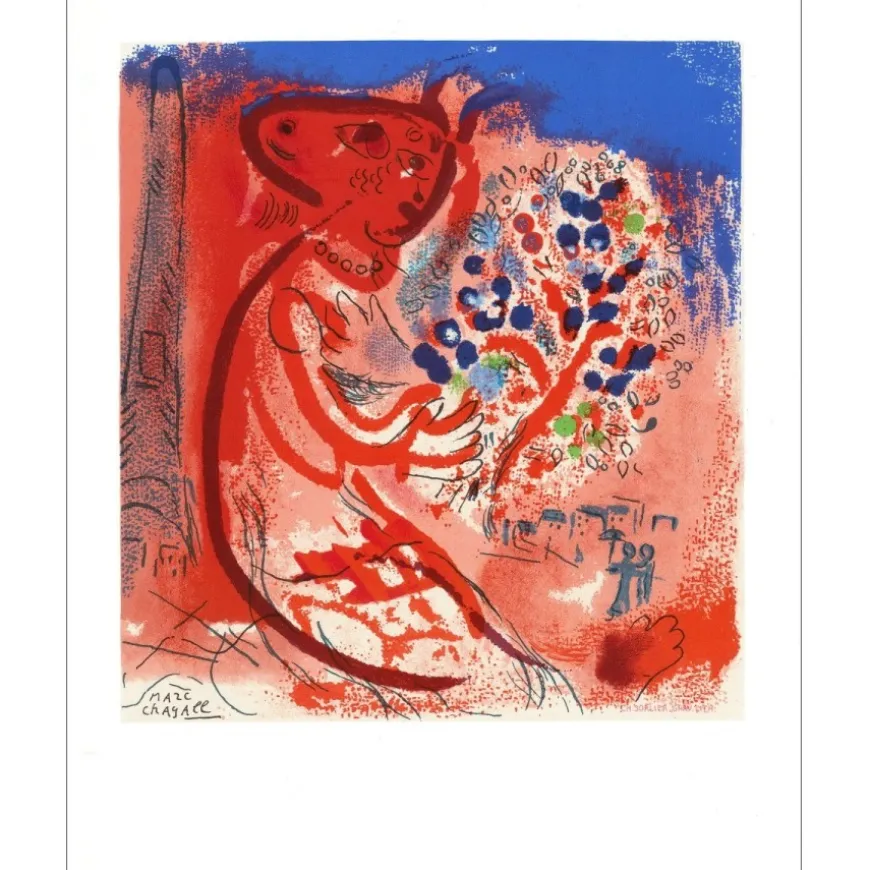 CHAGALL Marc - Lithographie "Composition" 30x24cm - 1965