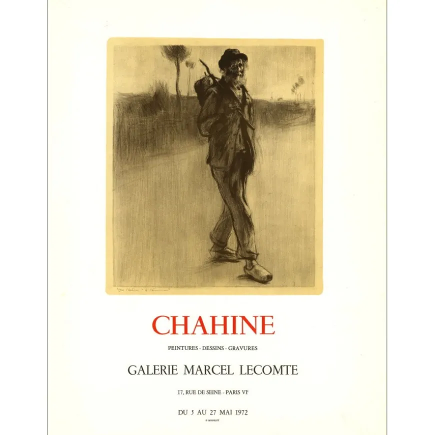 CHAHINE Edgar - Affiche "Exposition Marcel Lecomte" 64x49cm - 1972