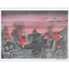 CHAPELAIN-MIDY Roger - Lithographie originale  "La ville dévastée" 54x72cm - 1982
