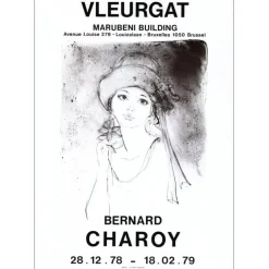 CHAROY Bernard - Lithographie "Exposition Modern Art Galerie Vleurgat, Bruxelles" 65x46cm - 1979