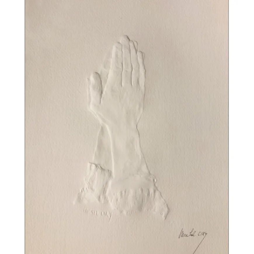 CIRY Michel - Empreinte originale en relief "Les mains" 37x27cm