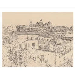 CIRY Michel - Lithographie "Vue sur ville" 32x25cm - 1970