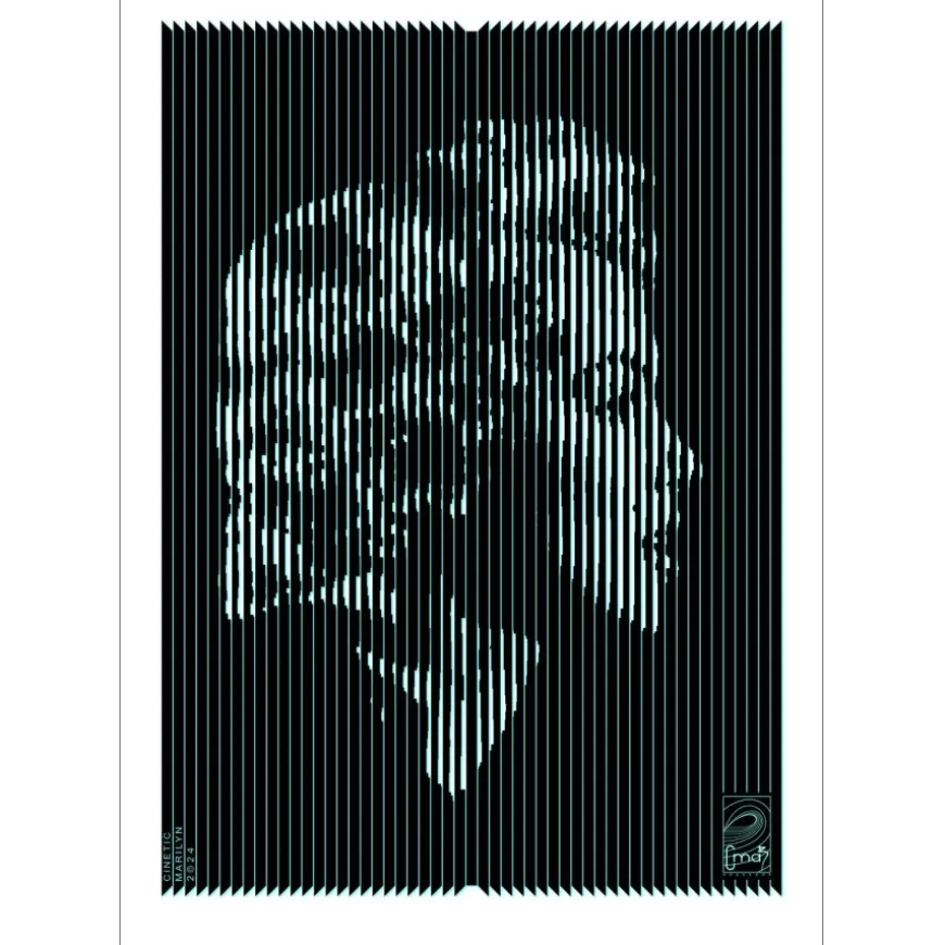 CMAB - Encre sur Aluminium "Cinetic Marilyn Blue" 70x50cm - 2024