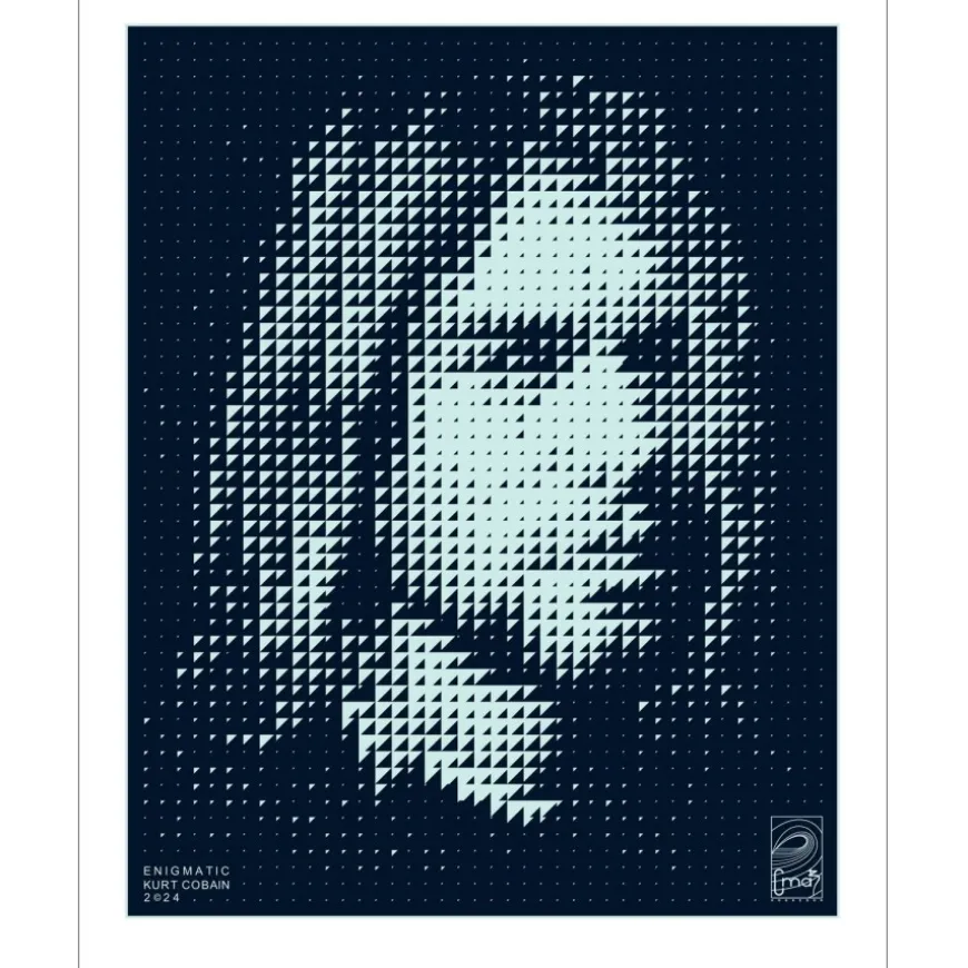 CMAB - Encre sur Aluminium "Enigmatic Kurt Cobain" 63x50cm - 2024