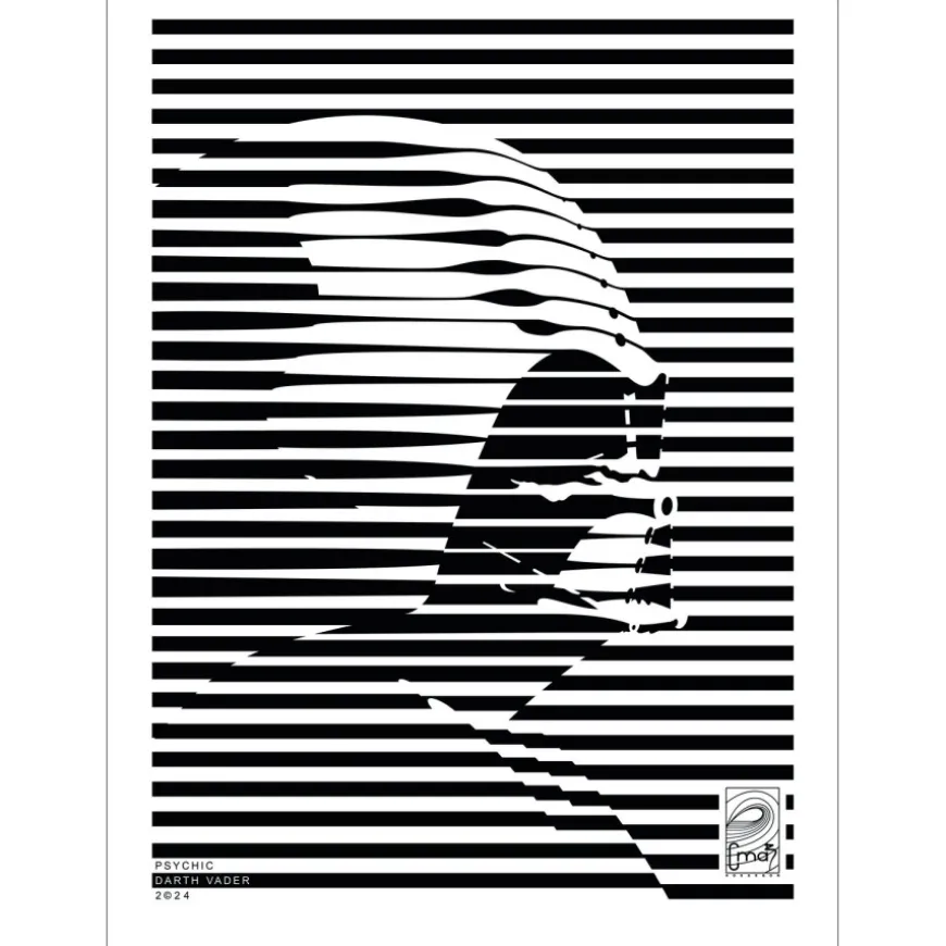 CMAB - Encre sur Aluminium "Psychic Darth Vader" 68x50cm - 2024