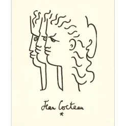 COCTEAU Jean - Lithographie "Portraits de profils" 49x35cm