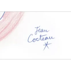 COCTEAU Jean - Lithographie "Portrait de profil" 28x22cm