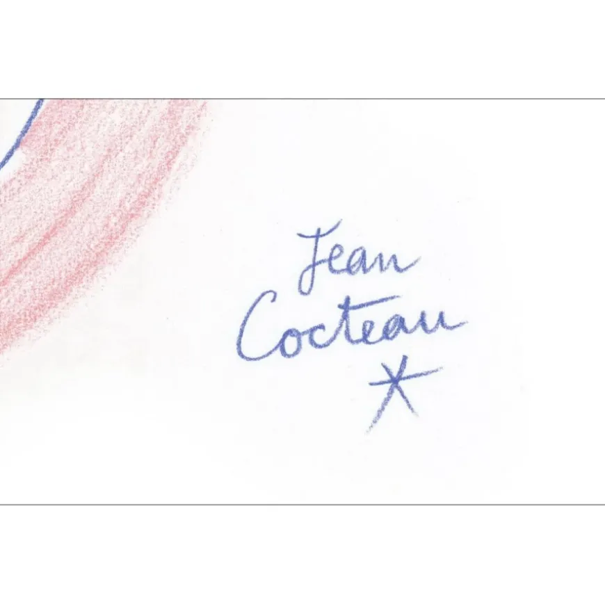 COCTEAU Jean - Lithographie "Portrait de profil" 28x22cm