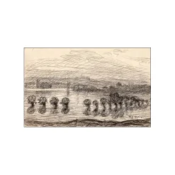 COLIN Paul-Émile - Dessin au crayon "Paysage de Pont Aven" 13x21cm
