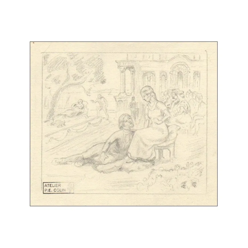 COLIN Paul-Émile - Dessin "Personnages" 12x15cm