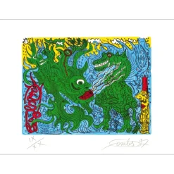 COMBAS Robert - Lithographie originale "Dragons marins"  56x76cm - 1997