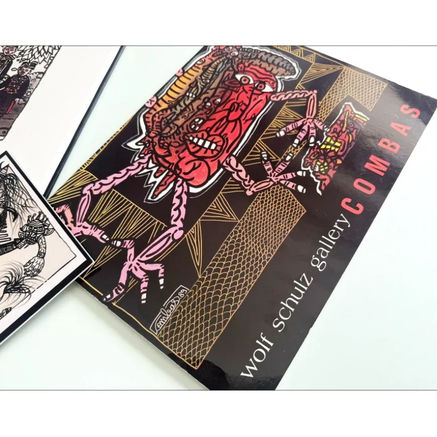 COMBAS Robert - Lot 2 catalogues illustrés et d'un carton d'invitation sérigraphié