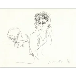 COMMERE Jean - Gravure originale "Femme et enfant" 18x24cm