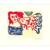 CORNEILLE Guillaume - Gravure originale "Femme et oiseau" 40x51cm - 1987