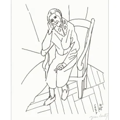 COUTY Jean - Lithographie originale "La Dame" 32x25cm
