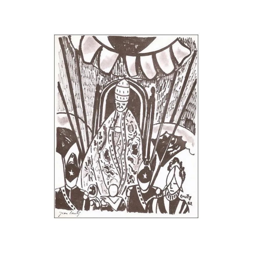 COUTY Jean - Lithographie "le pape" 27x21cm - 1963 - Signée à la main par l'artiste