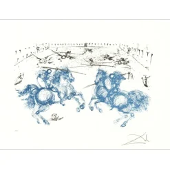 DALI Salvador - Gravure originale "Combat de cavaliers" 48x65cm - 1971