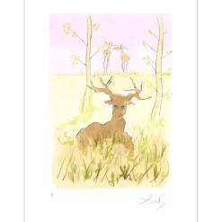 DALI Salvador - Gravure originale "Le cerf malade" 56x76cm - 1974