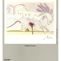 DALI Salvador - Gravure originale "Le cheval et le loup" 56x76cm - 1974