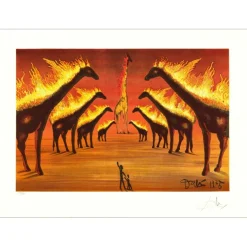 DALI Salvador - Lithographie "Girafes en feu" 55x76cm