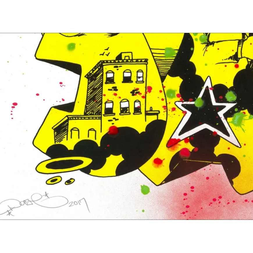 DAZE (Chris Ellis) - Sérigraphie originale Réhaussée "Rush Hour" 50x70cm - 2017