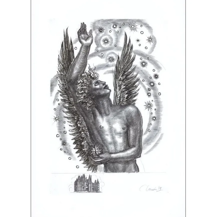 DECARIS Albert - Gravure originale au burin "Personnage" 57x38cm
