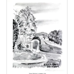DESNOYER François - Lithographie signée au crayon "Campagne à Dax" 27x21cm - 1961