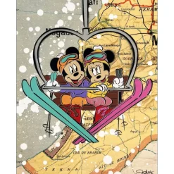 DEZACHE - Peinture originale sur carte "Mickey et Minnie" 44x34cm - 2022