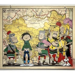 DEZACHE - Peinture originale sur carte "Gaston Lagaffe et les romains" 99x119cm - 2023