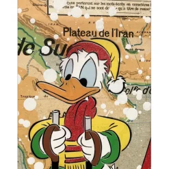 DEZACHE - Peinture originale sur carte "Donald Duck sous la neige -  2" - 54x34cm - 2022