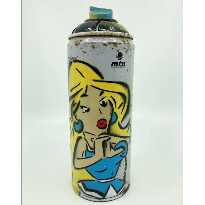 DEZACHE - Peinture sur bombe aérosol usagée "Falbala" 18 cm - 2023