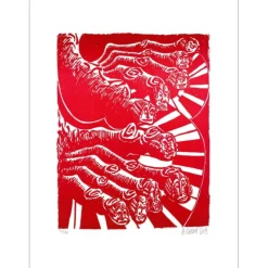 DI ROSA Hervé - Bois gravé  "Le cercle Mozart" 69x52cm - 2020
