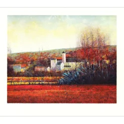 D'IZARNY François - Lithographie originale "Paysage d'automne" 45x56cm - 1994