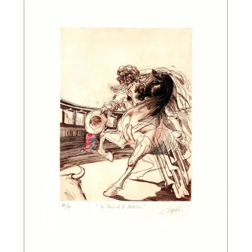 DUPUIS Jean - Lithographie originale "Les Jeux de la Noblesse" 65x50cm