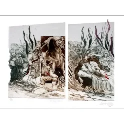 DUPUIS Jean - Lithographie originale "Le Sang Versé" 65x93cm