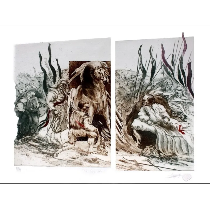 DUPUIS Jean - Lithographie originale "Le Sang Versé" 65x93cm