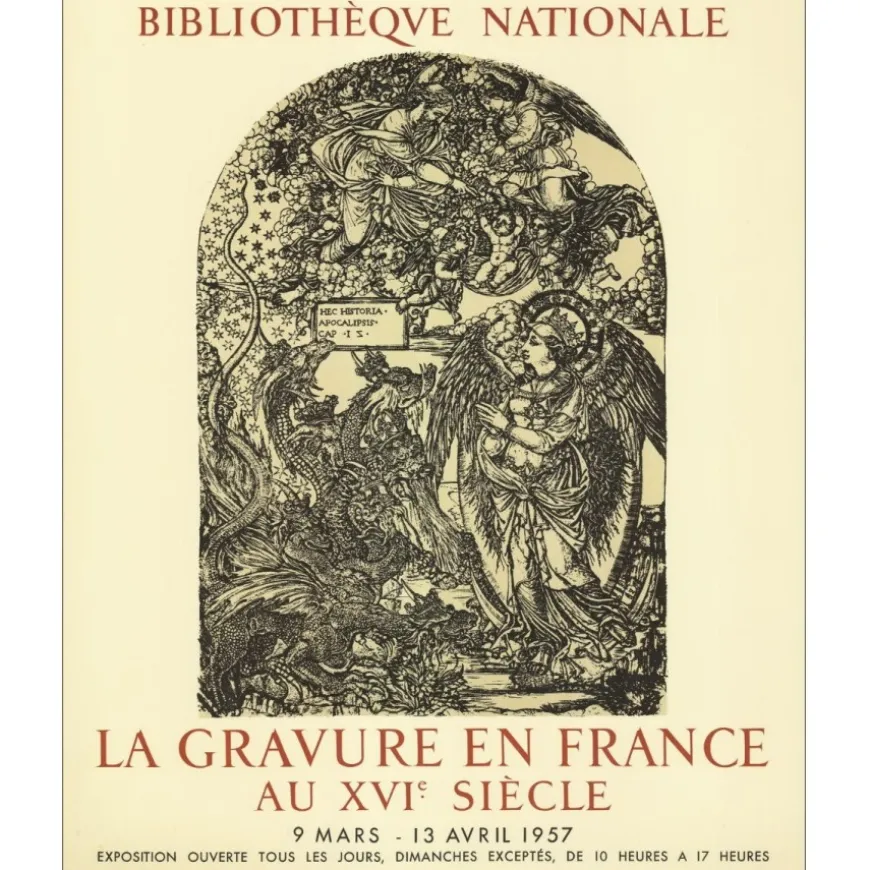 DUVET jean - Lithographie "Exposition Bibliothèque nationale, Paris" 57x46cm - 1957