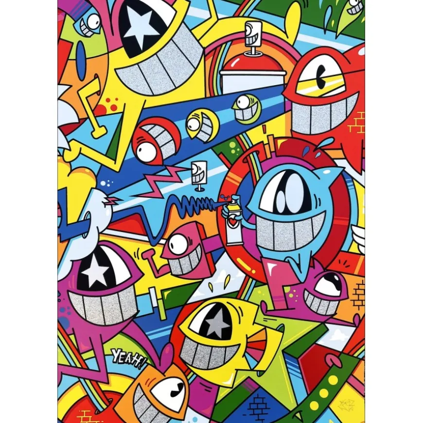 EL PEZ - Sérigraphie "Catch the Stars II" - 55x38cm - 2022 - Rehaussée de brillants !