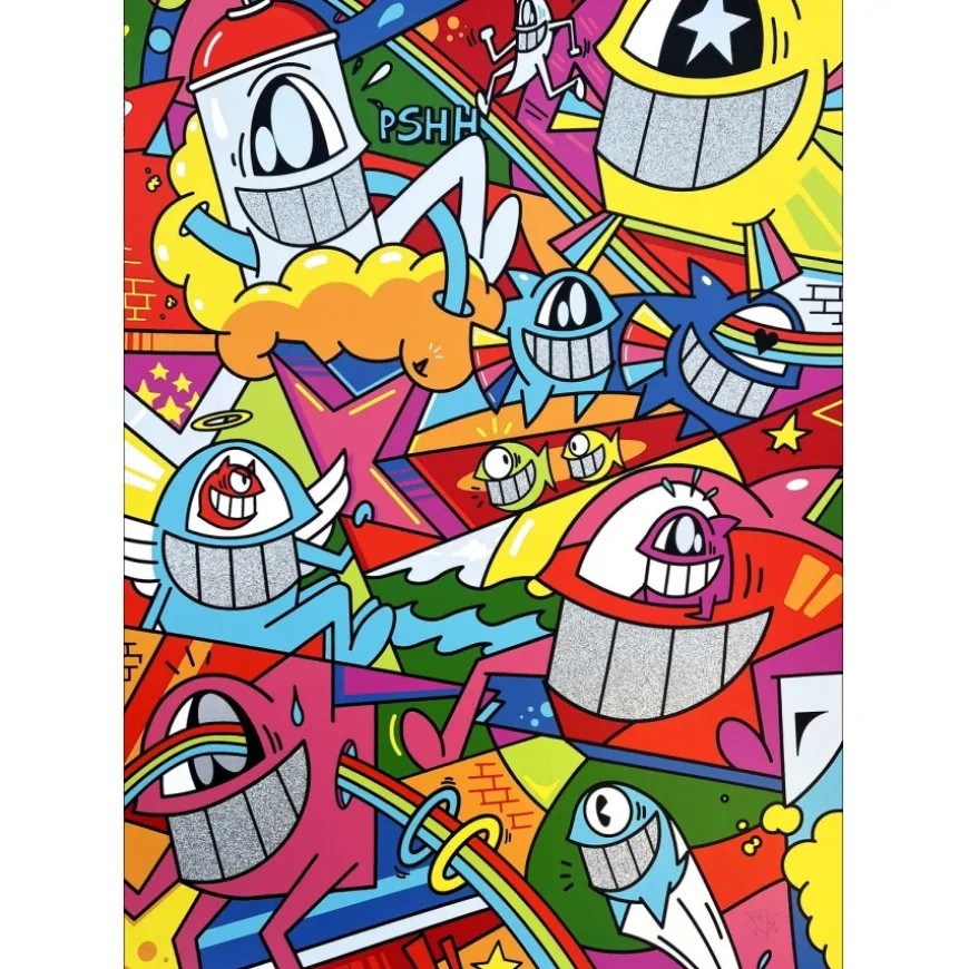 EL PEZ - Sérigraphie "Catch the Stars III" - 55x38cm - 2022 - Rehaussée de brillants !
