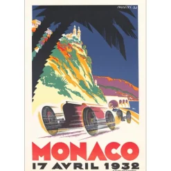 FALCUCCI Robert - Lithographie "Grand prix automobile de Monaco 1932" 100x68cm