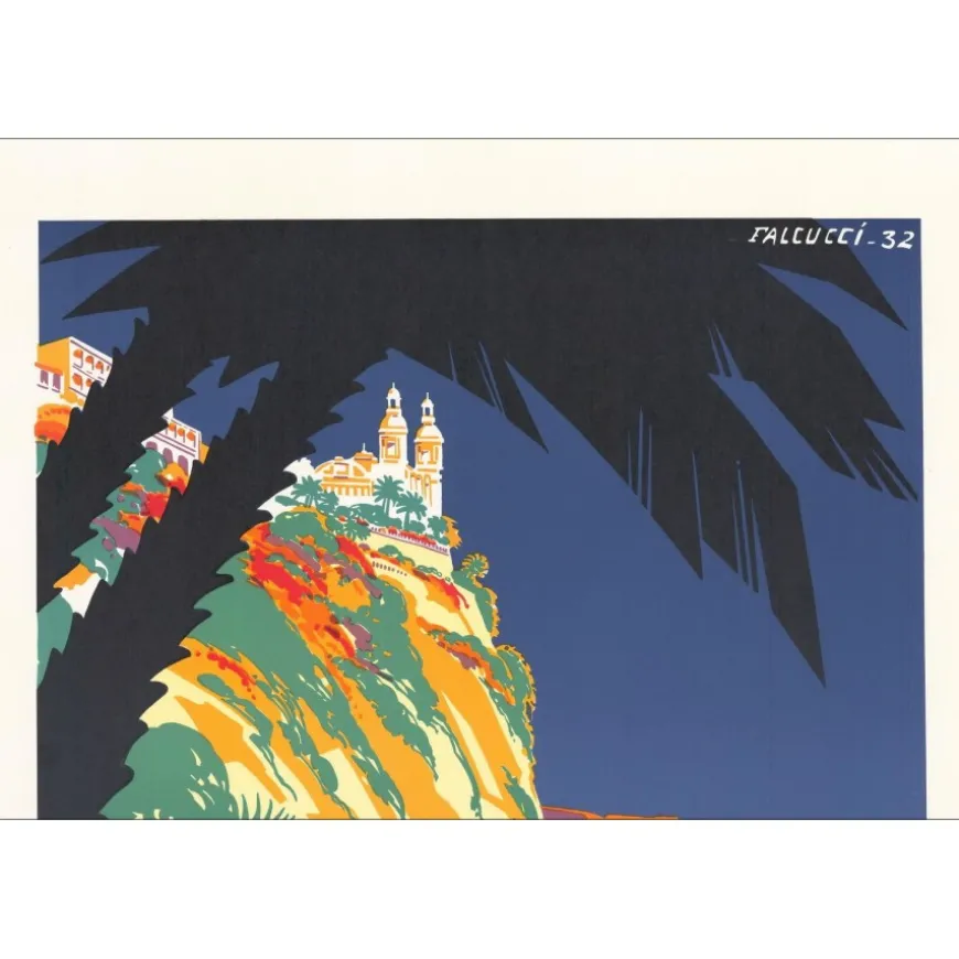 FALCUCCI Robert - Lithographie "Grand prix automobile de Monaco 1932" 100x68cm