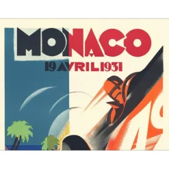FALCUCCI Robert - Lithographie "Grand prix automobile de Monaco 1931" 100x68cm