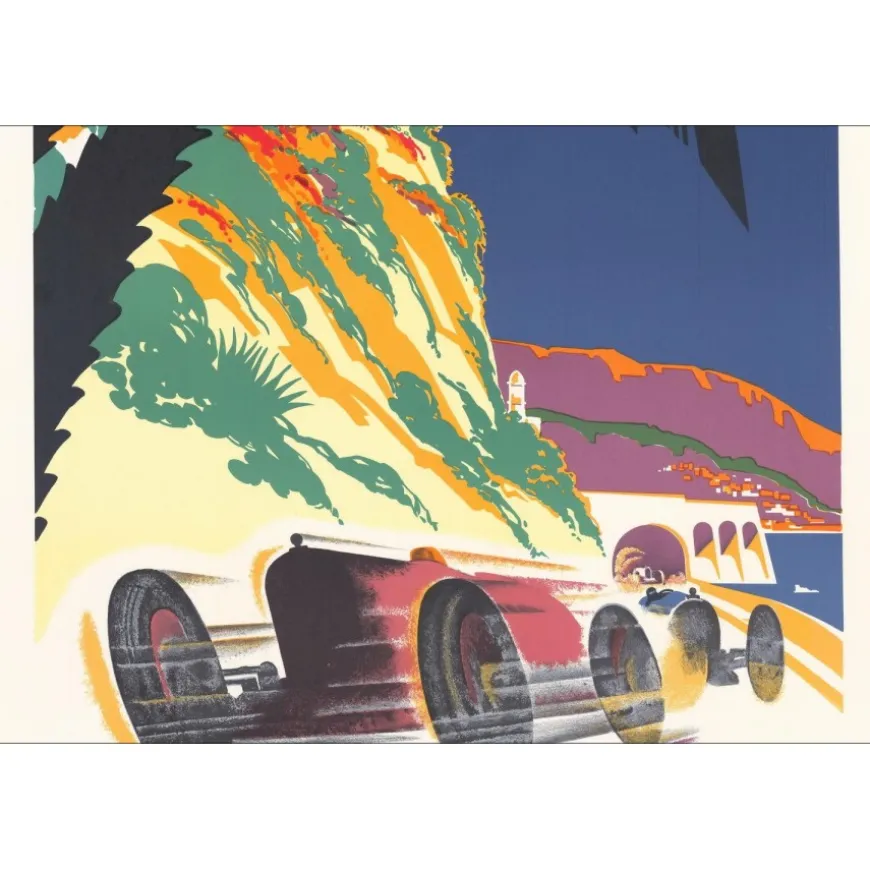 FALCUCCI Robert - Lithographie "Grand prix automobile de Monaco 1932" 100x68cm