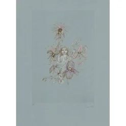 FINI Léonor - Gravure originale "Fillette aux fleurs" 66x48cm