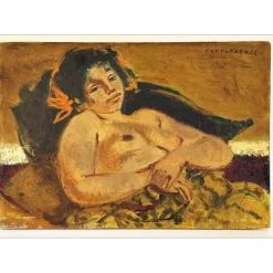 FONTANAROSA Lucien - Huile sur panneau "Nu assoupi" 24x35cm - 1967